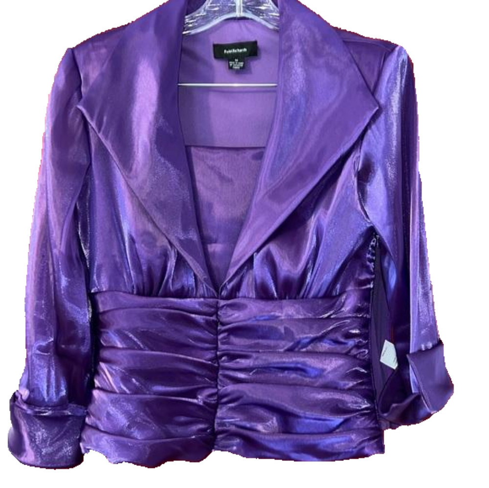 Vintage Royal Purple Satin Blouse M